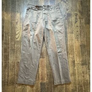 Izod Chino Pants Tan 100% Cotton Men's Size 36x34 Creased Leg High Rise